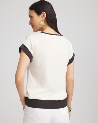 Floral Rib-Knit Satin Top click to view larger image.