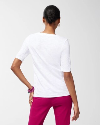 Palms Button Detail Cotton Slub Tee