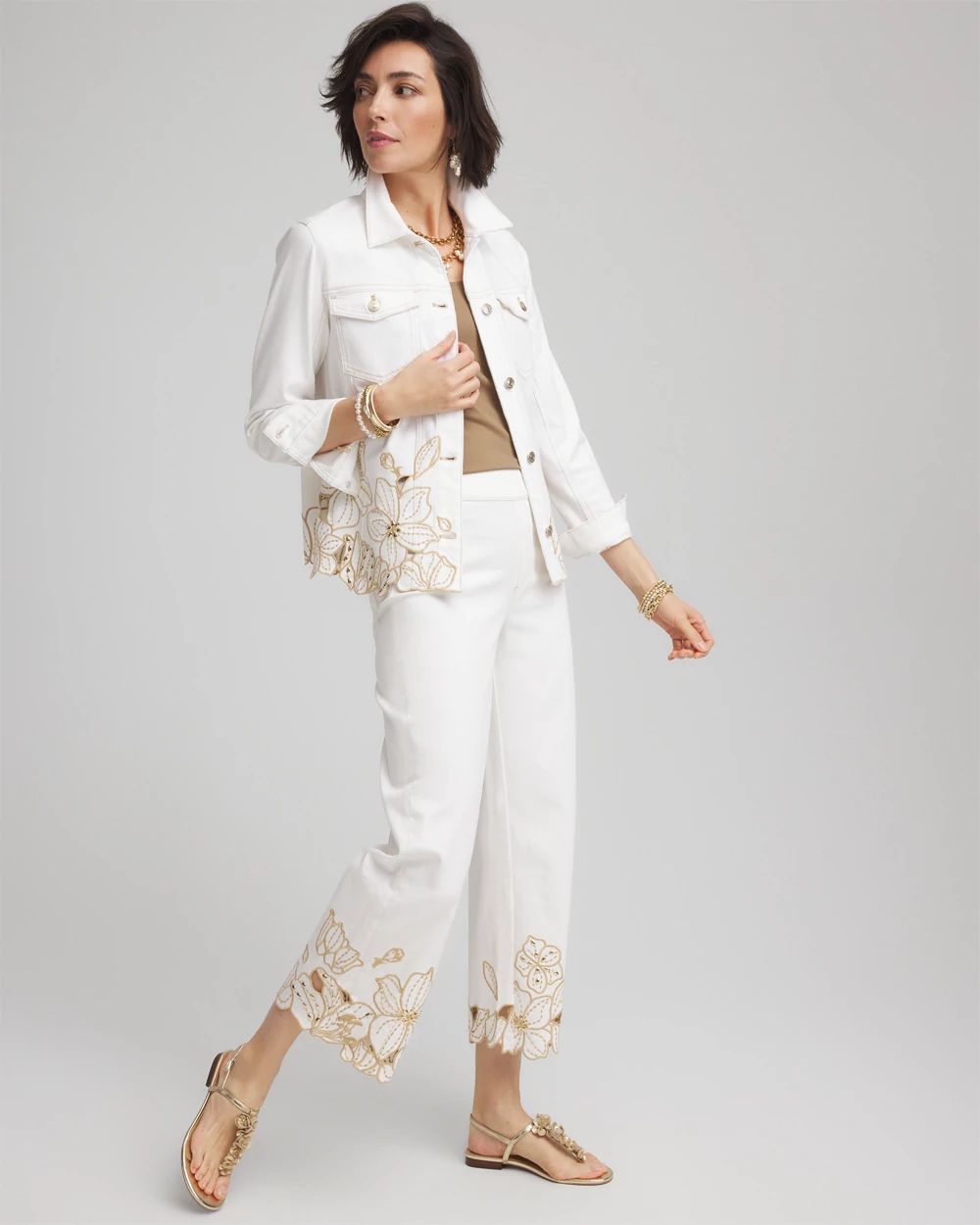 Floral Cutout Denim Jacket click to view larger image.