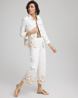Floral Cutout Denim Jacket click to view larger image.