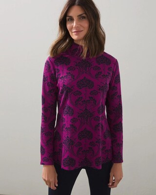 Floral Mockneck Pima Cotton Tunic
