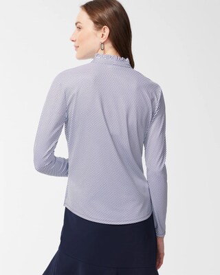 Zenergy UPF Stripe Ruffle Neck Mock Zip