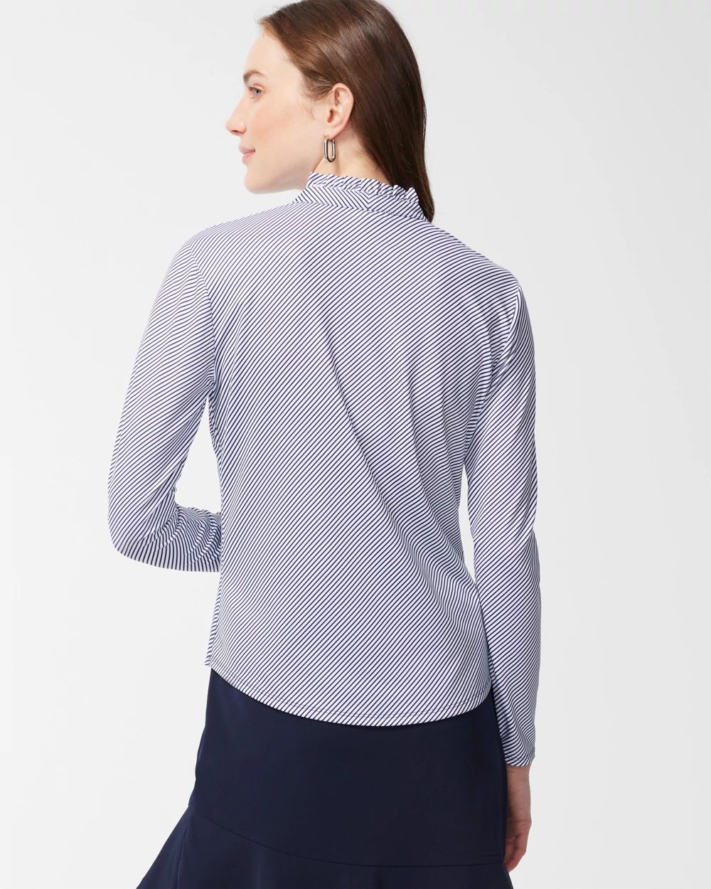 Zenergy UPF Stripe Ruffle Neck Mock Zip