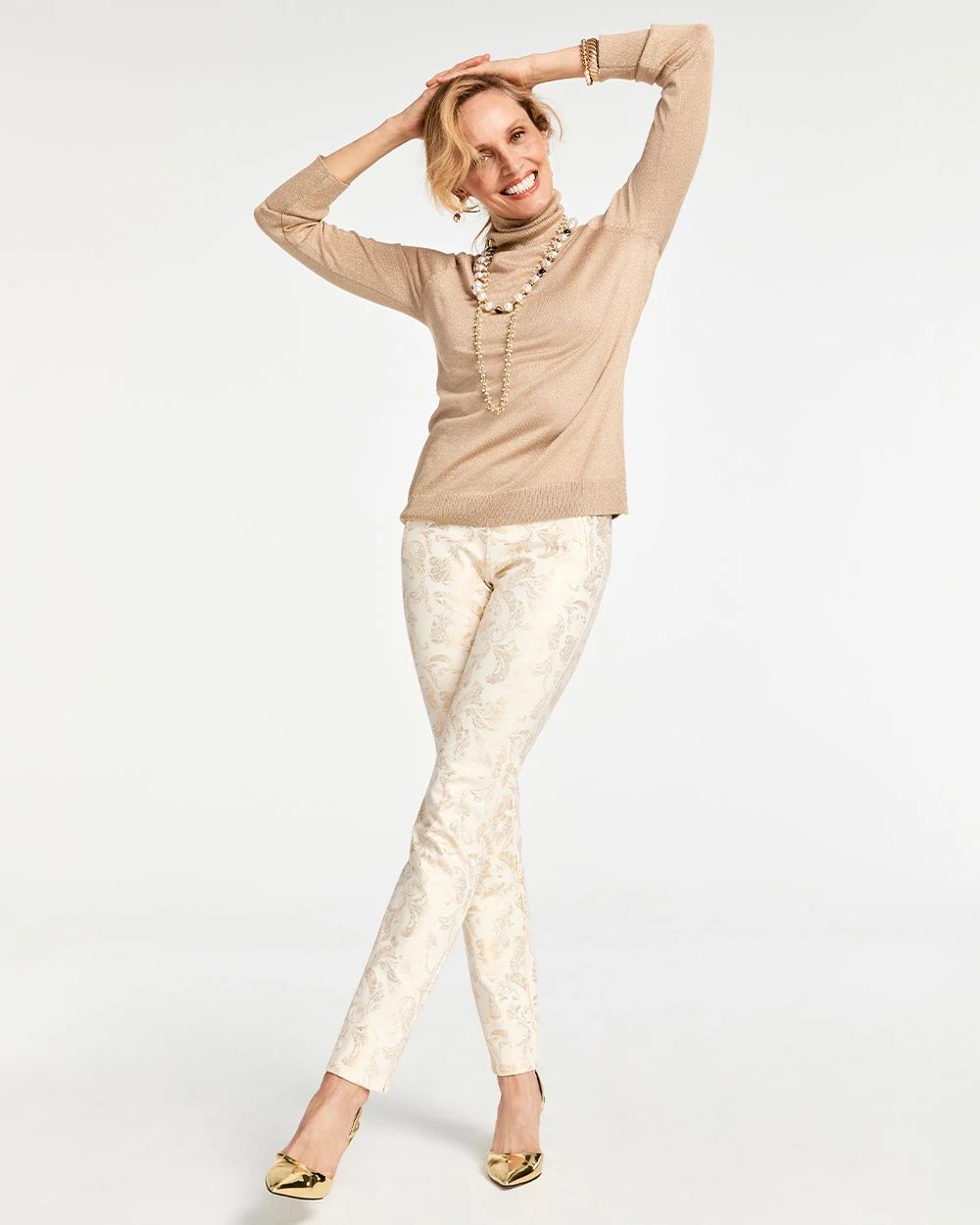 Juliet Golden Foiled Slim Ankle Pants
