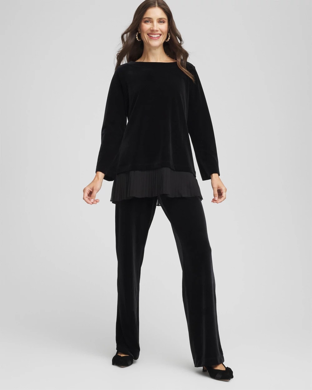 Travelers™ Chiffon Hem Velvet Tunic