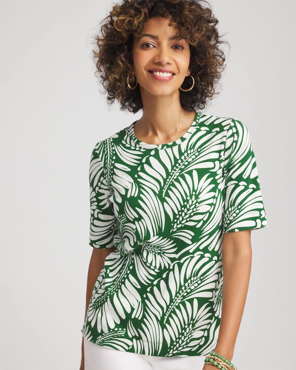 Palm-Frond-Motif Classic-Fit Pima Tee