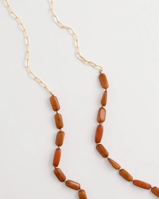Long Neutral Orange Single-Strand Necklace click to view larger image.