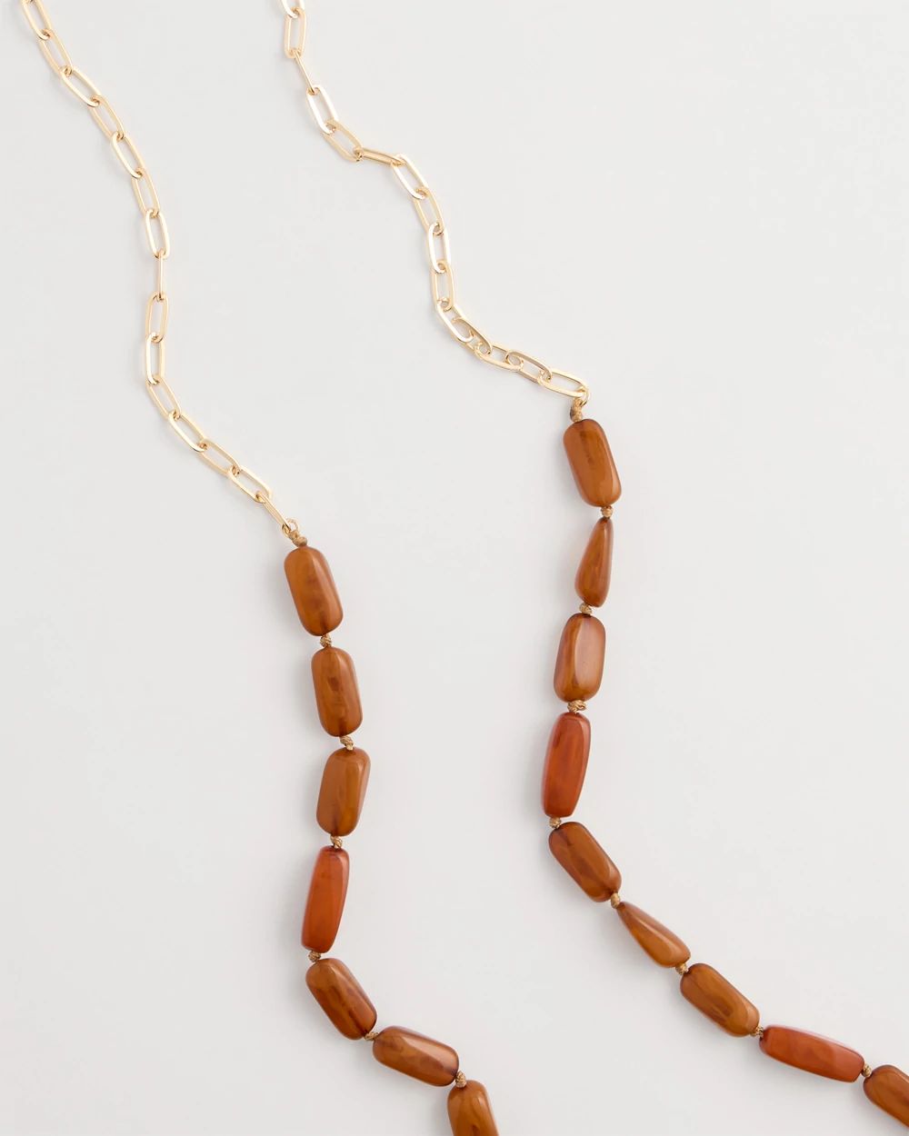 Long Neutral Orange Single-Strand Necklace click to view larger image.