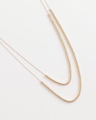 Double-Strand Gold Tone Disc Necklace click to view larger image.