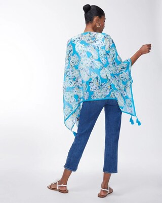 Seashell Print Tassel Poncho