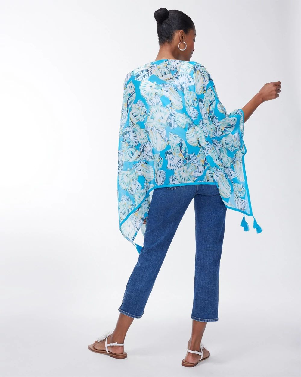 Seashell Print Tassel Poncho