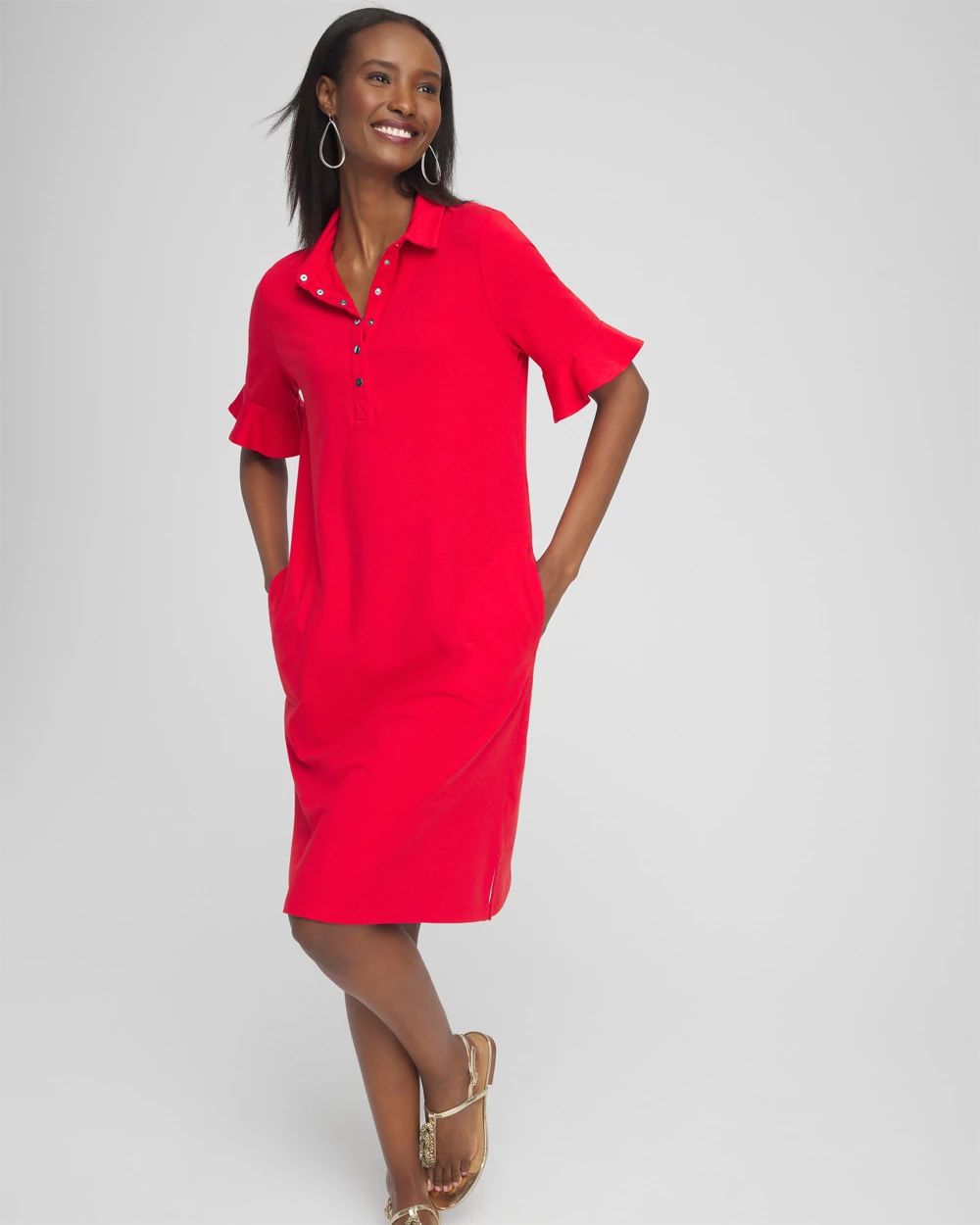 Zenergy® UPF Ruffle Sleeve Polo Dress click to view larger image.
