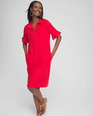 Zenergy® UPF Ruffle Sleeve Polo Dress click to view larger image.