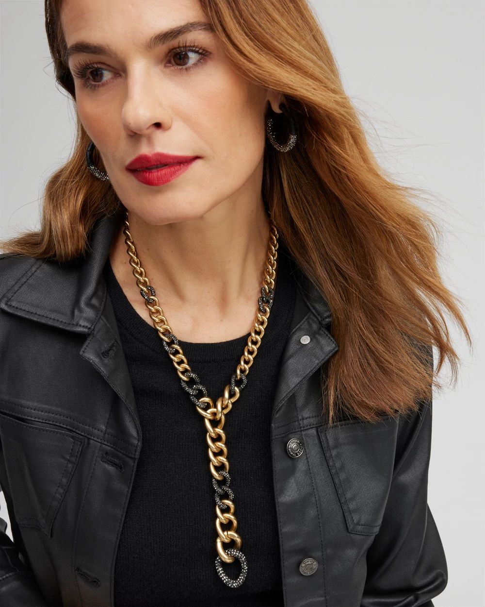 Gold Tone Pavé Y-necklace