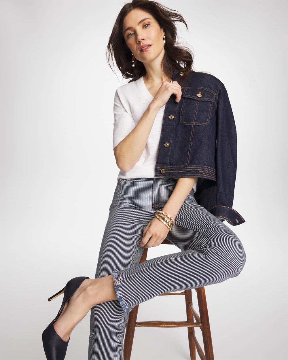 Double V-Neck Slub Rib Mix Tee