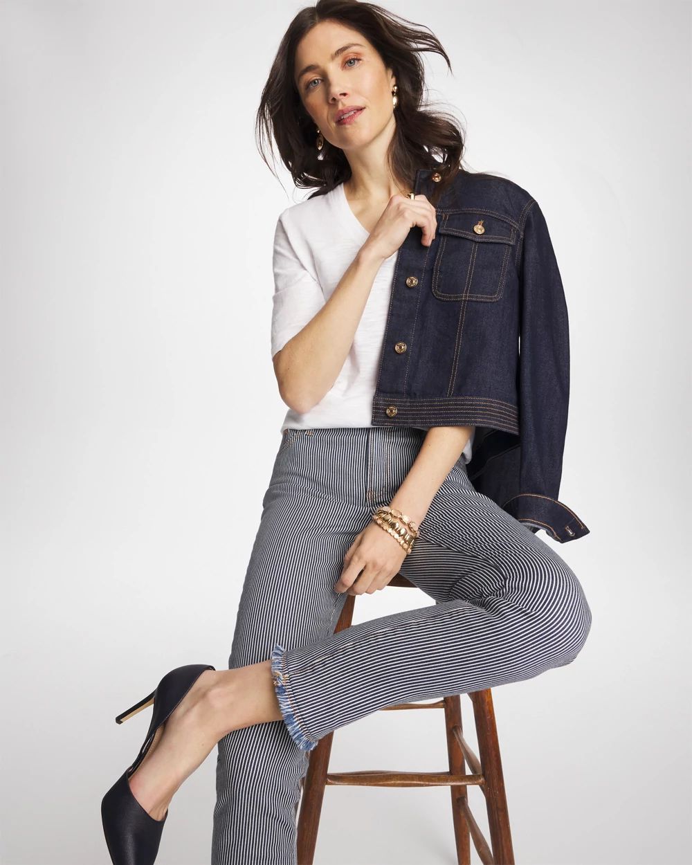 Double V-Neck Slub Rib Mix Tee