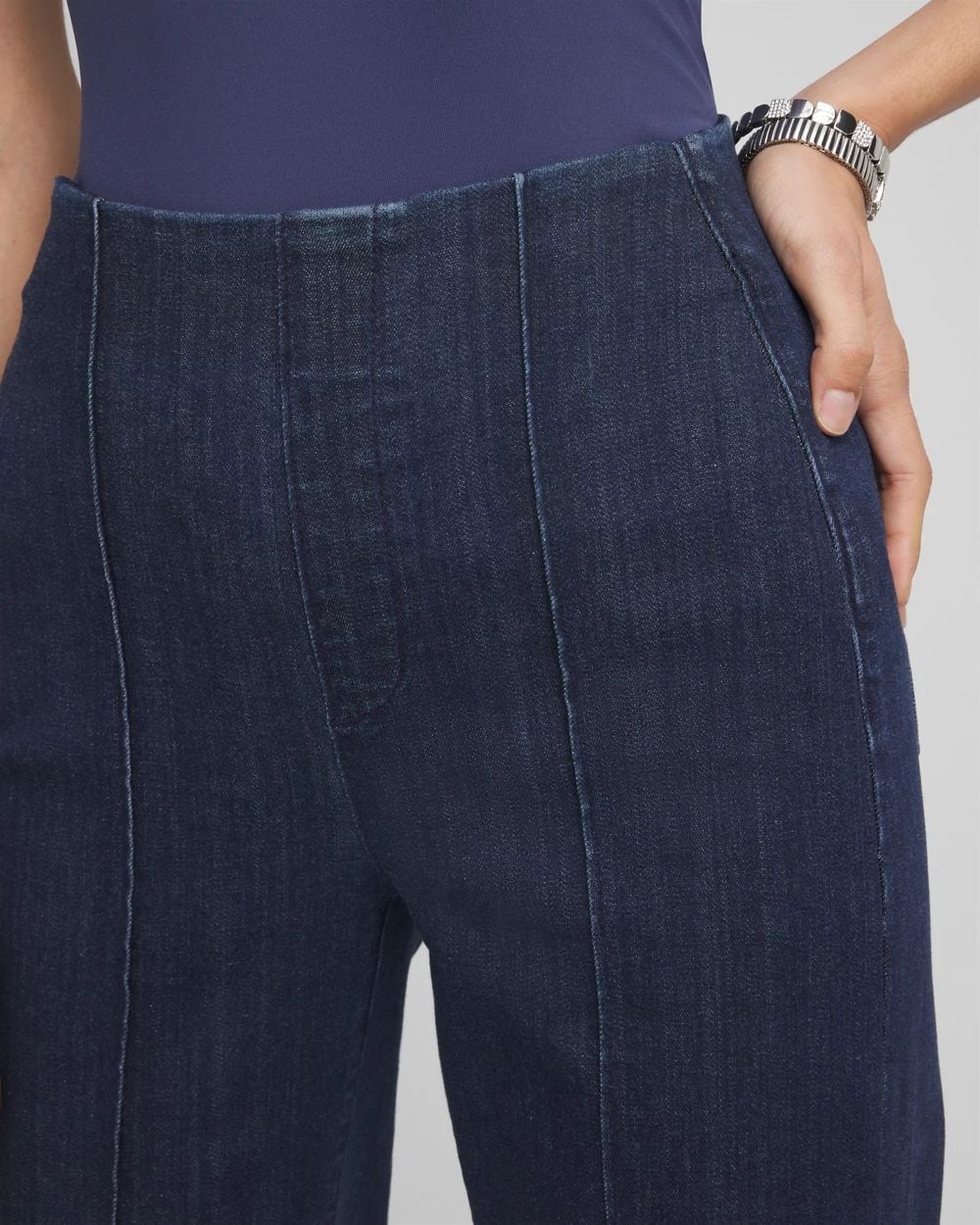 Pull-On Wide-Leg Trouser Jeans