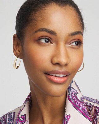 No Droop™ Gold Tone Hoop Clip-On Earrings