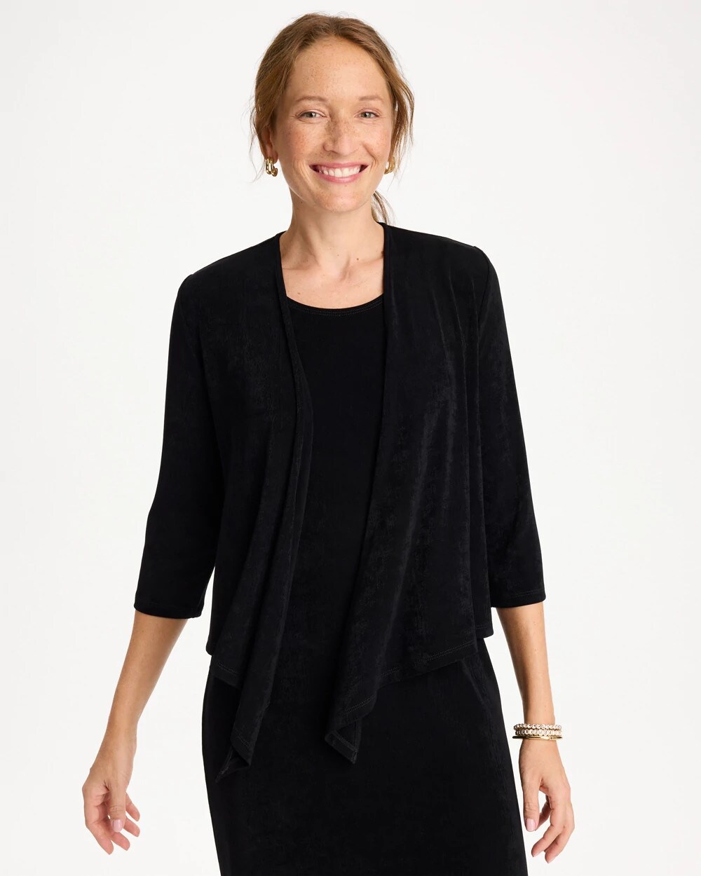black cardigan for dress Sophie offering shape and structure without bulk Eames Organic Cotton-Wool Cardigan Black