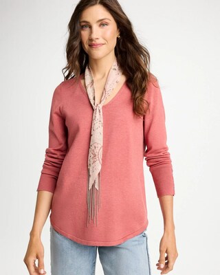 Paisley Fringe Skinny Scarf click to view larger image.
