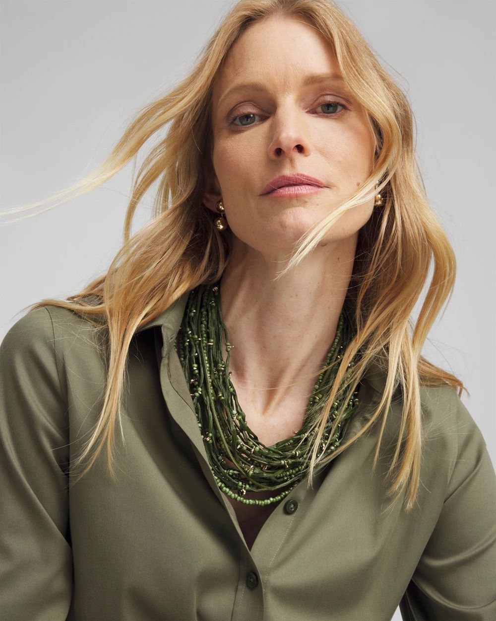 Olive Raffia Necklace