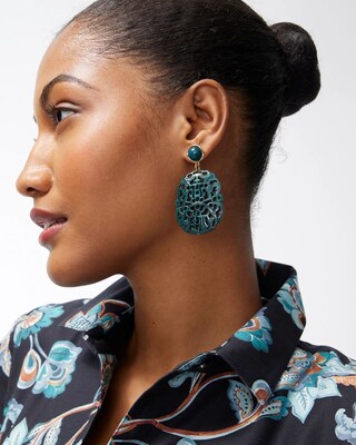 Teal Jade Crochet Earrings