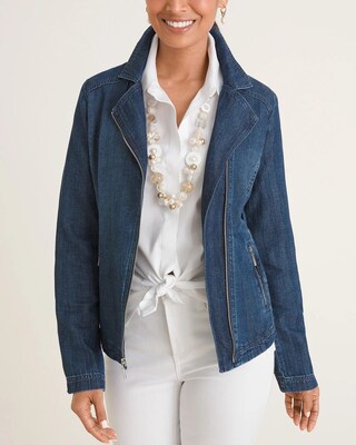 Herringbone Denim Moto Jacket