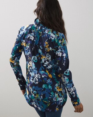 No-Iron Stretch Floral Print Tunic