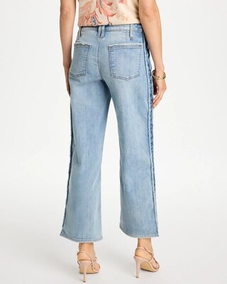 Frayed Contrast Girlfriend Wide Crop Jeans click to view larger image.