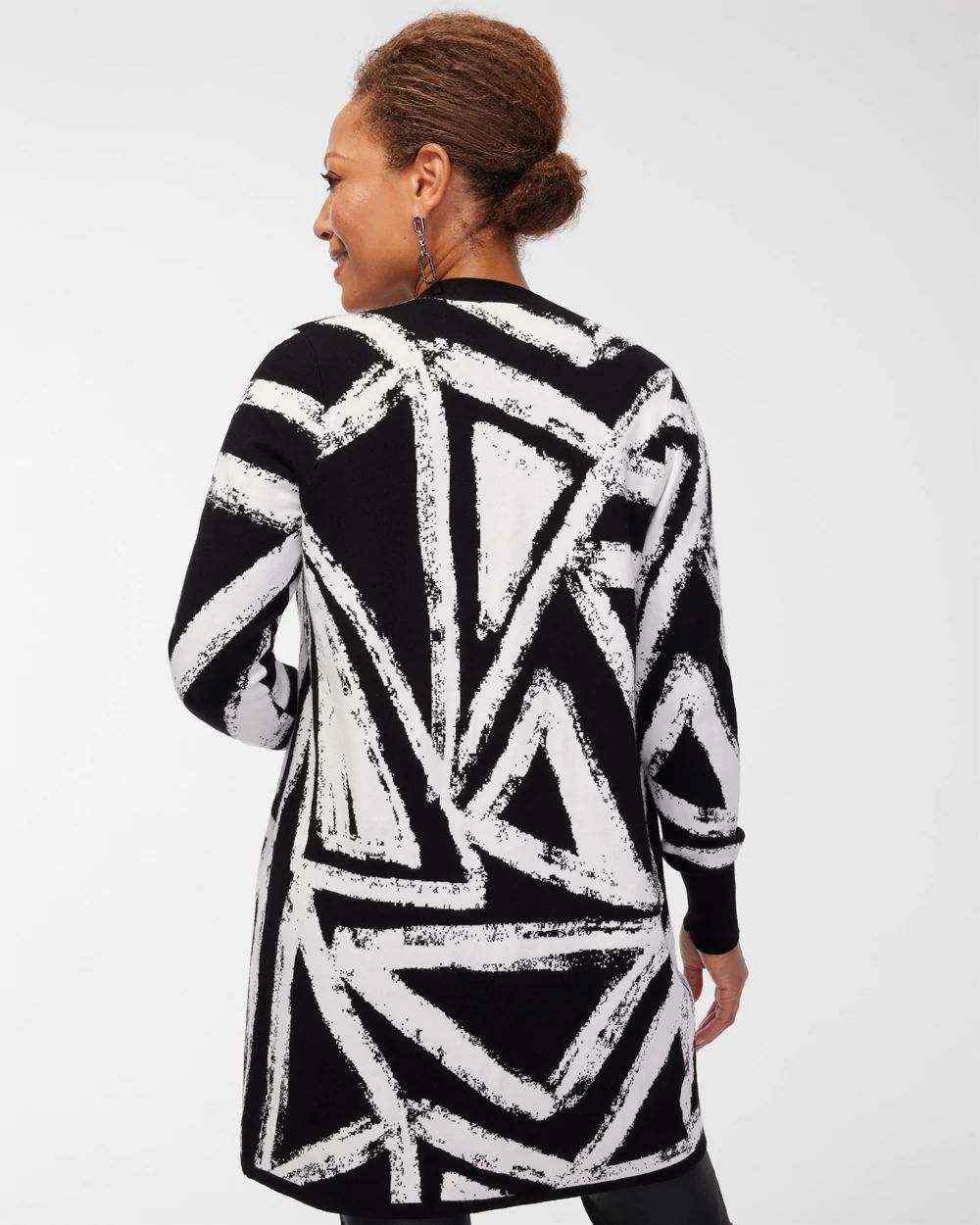 Geometric Maxi Cardigan Sweater