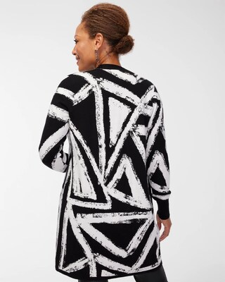 Geometric Maxi Cardigan Sweater