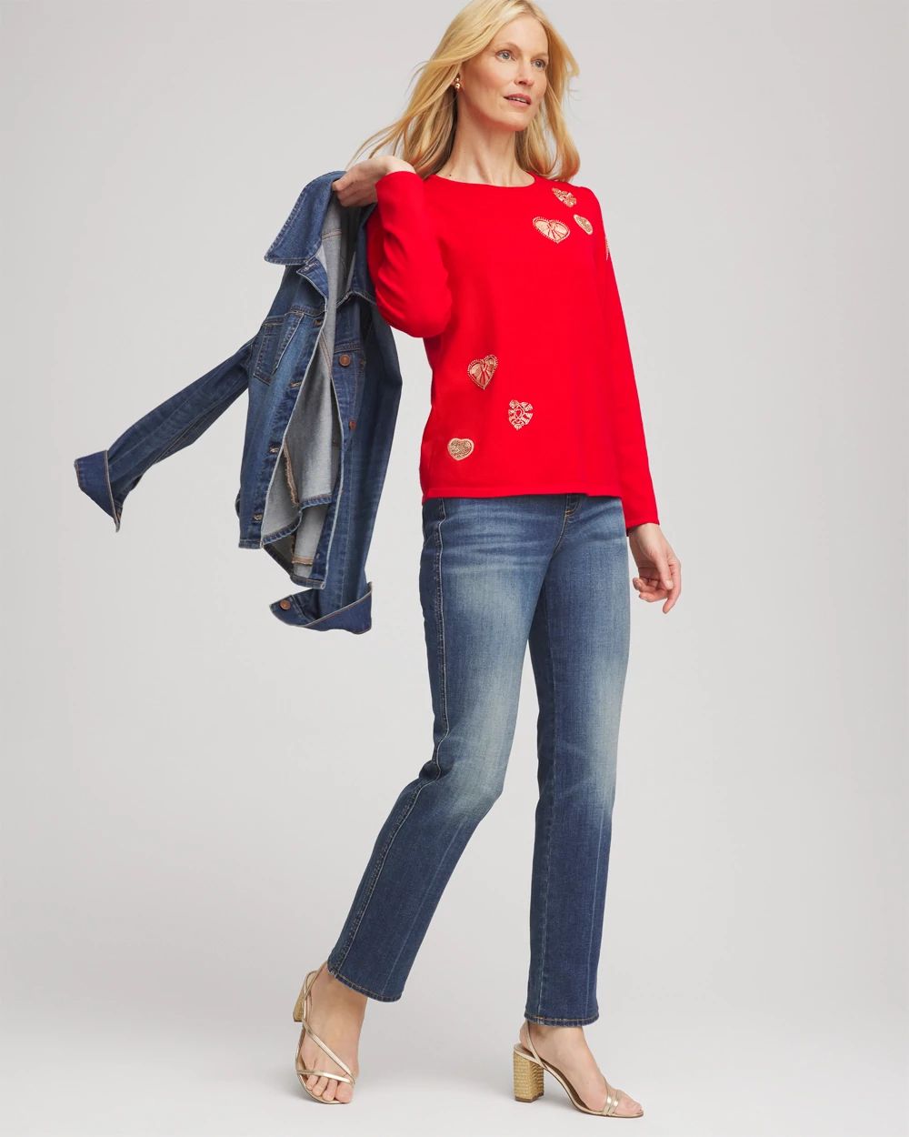 V-Day Embroidered Heart Pullover