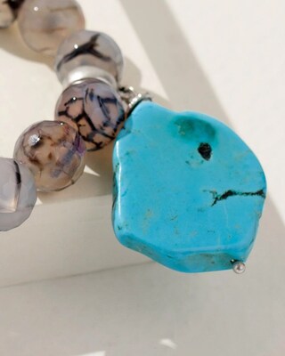 Turquoise and Agate Stretch Bracelet