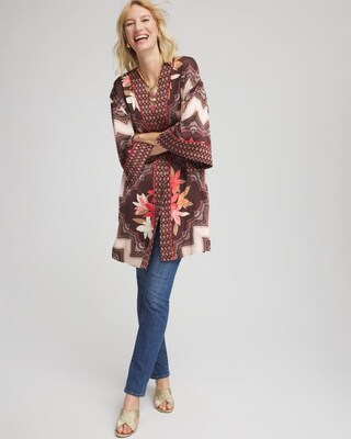 Long Mixed-Print Kimono click to view larger image.
