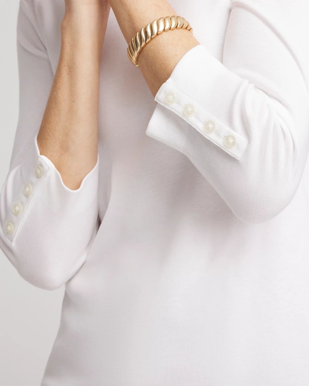 Pima Cotton Crewneck Button Tee