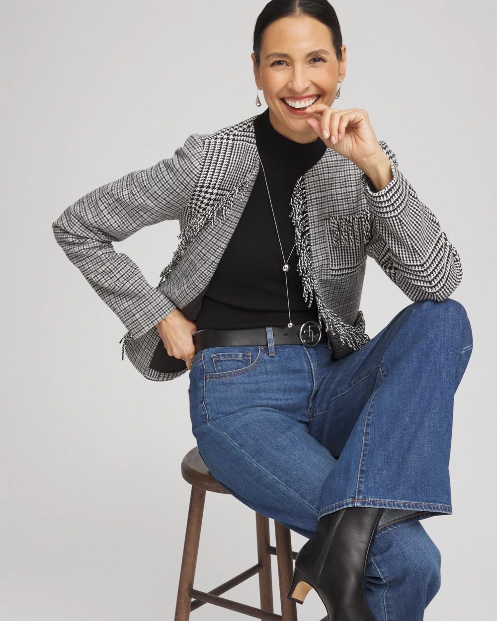 Ecovero™ Button Mock Neck Sweater