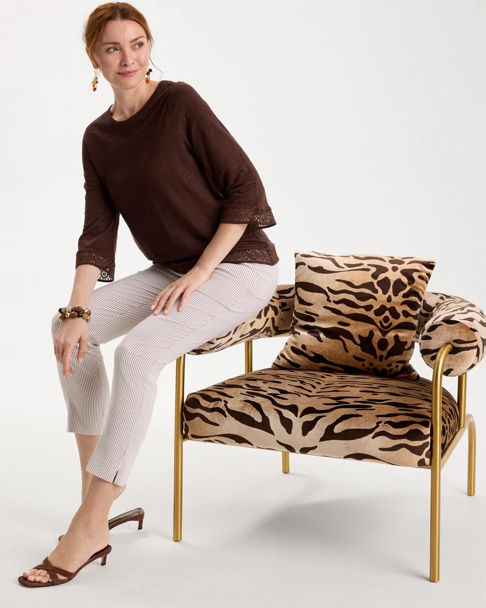 Striped Brigitte™ Slim Pull-On Crop Pant