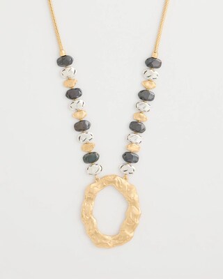Adjustable Tri-Tone Pendant Necklace click to view larger image.