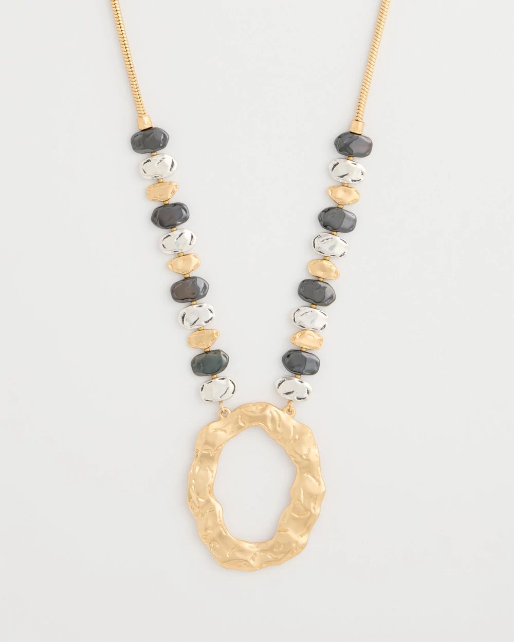 Adjustable Tri-Tone Pendant Necklace click to view larger image.