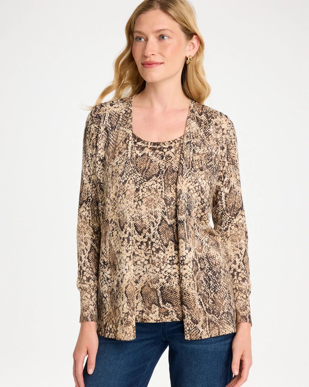 Ella Long-Sleeve Reptile Cardigan