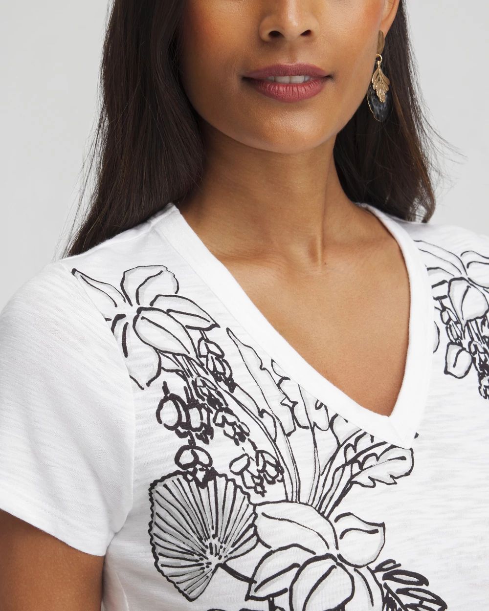 Placed Floral Cap Sleeve Tee click to view larger image.