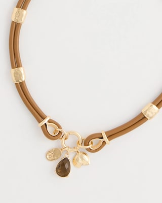 Faux Leather Charm Necklace click to view larger image.