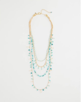 Multi-Strand Aqua Layering Necklace