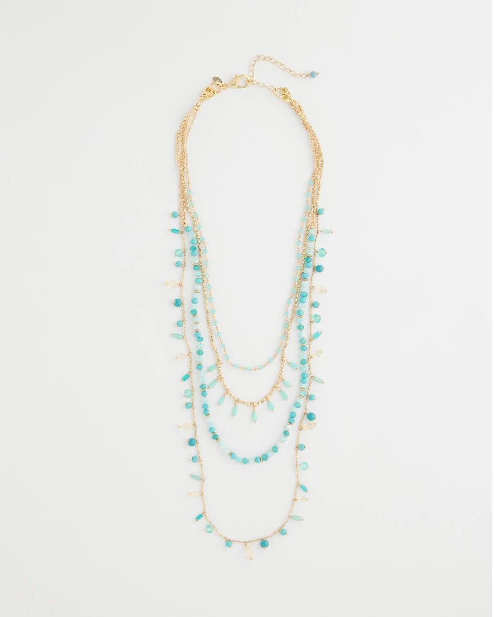Multi-Strand Aqua Layering Necklace