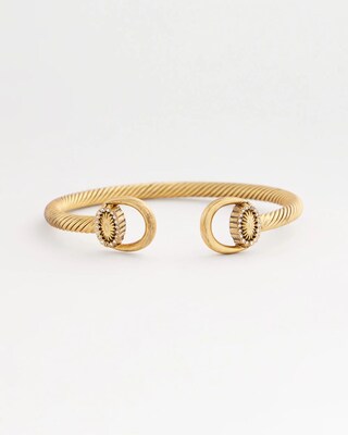 Equestrian Horsebit Goldtone Cuff Bracelet click to view larger image.