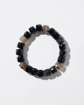 Onyx Square Bead Stretch Bracelet