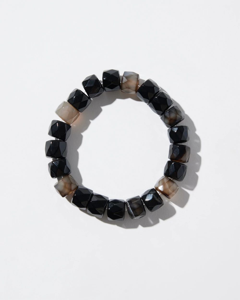 Onyx Square Bead Stretch Bracelet