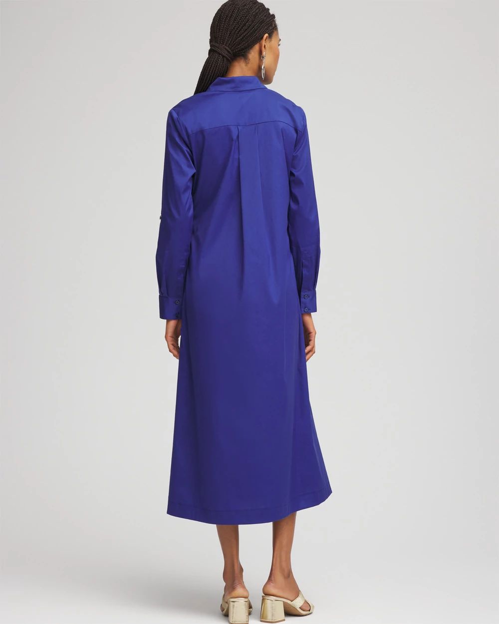 Wrap Belt Poplin Midi Shirtdress