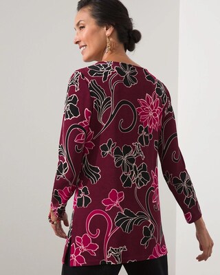 Travelers Print Keyhole Top