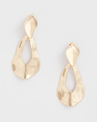 No Droop™ Hammered Gold Tone Teardrop Clip Earrings